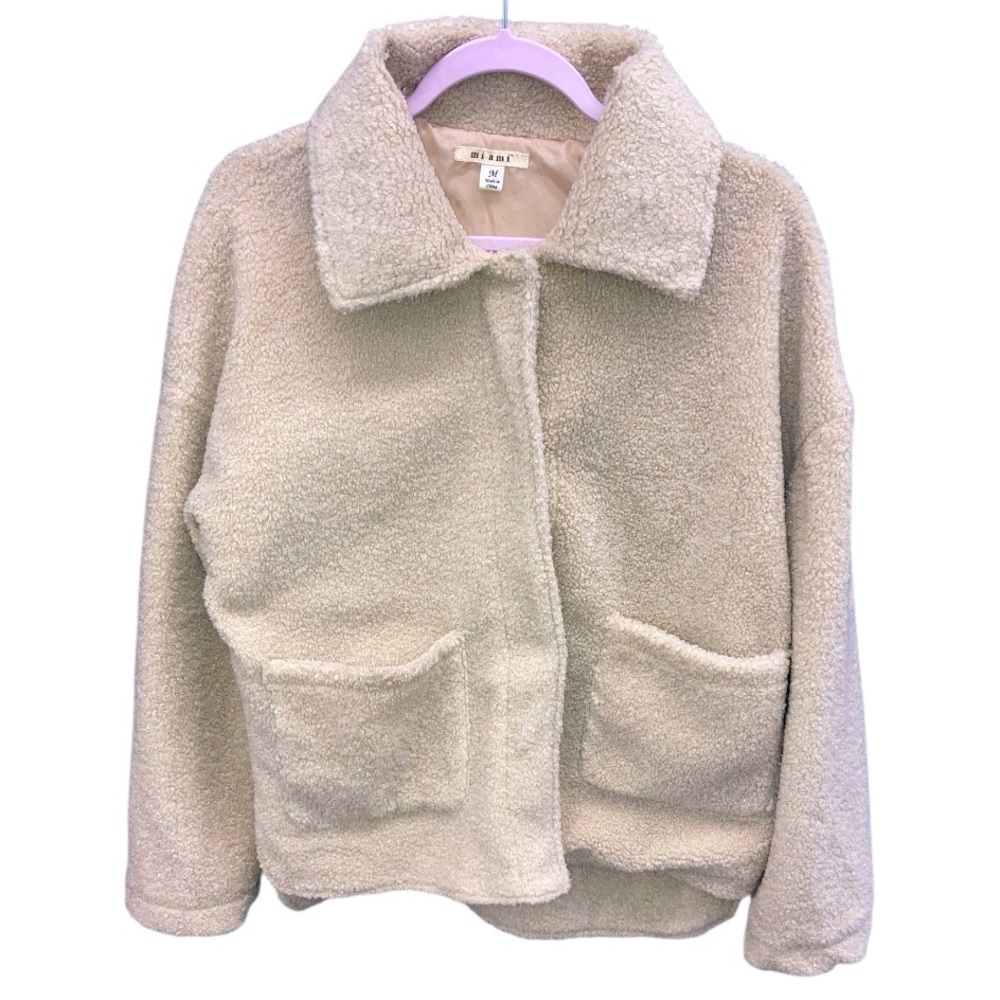 Cozy Cream Fleece Jacket size medium - Picture 2 of 4
